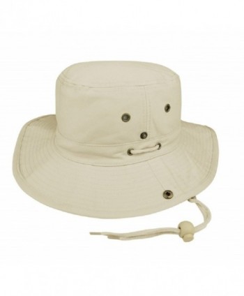 MG Men's Brushed Cotton Twill Aussie Side Snap Chin Cord Hat - Natural - CK11QK8O1RB