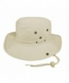 MG Men's Brushed Cotton Twill Aussie Side Snap Chin Cord Hat - Natural - CK11QK8O1RB