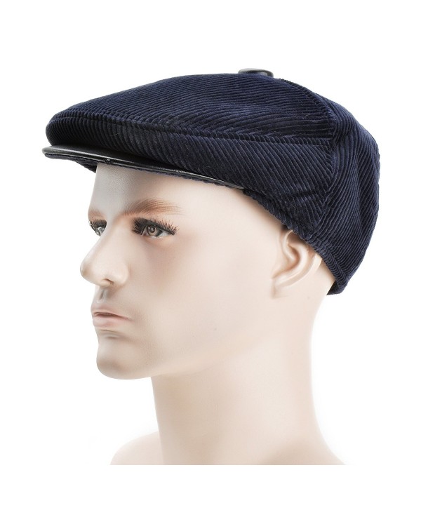 Men Fashion Warm Lint Lining Newsboy Cap Cold Weather Hat - Dark Blue ...