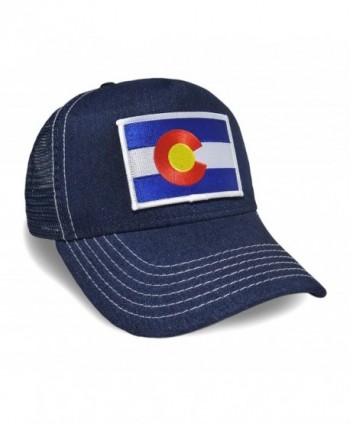 Colorado State Flag Denim Baseball Hat Adjustable Cap - CJ12NZQT5B2