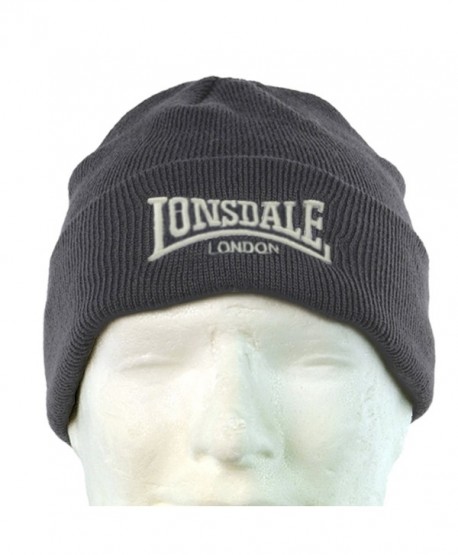 Lonsdale Men&acutes Beanie Embrioded Logo Pull Down Hat Cap - Grey - CS11VJ4MMRR