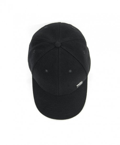 JHC Curved Bill Wool Baseball Cap Snapback Cap For Men - Black ...