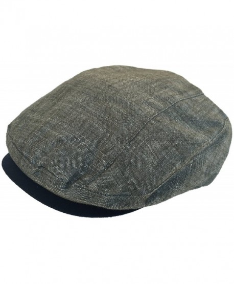 100% Linen Ivy Cap Modified Linear Cut 5 Point Newsboy Drivers Hat - Olive - CC184US2DGW