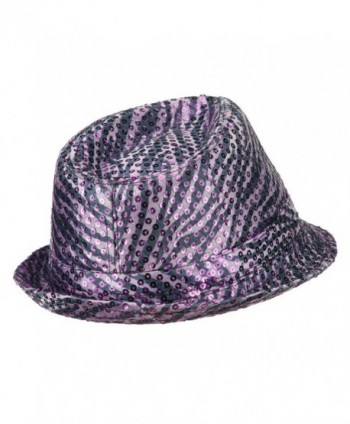 Sequin Zebra Fedora Purple OSFM in Men's Fedoras