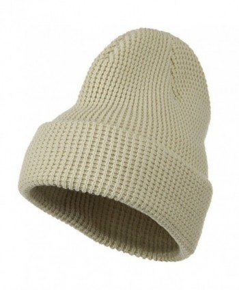 Big Stretch Waffle Stitch Cuff Beanie - Beige (for Big Head) - CA115EHCLHB