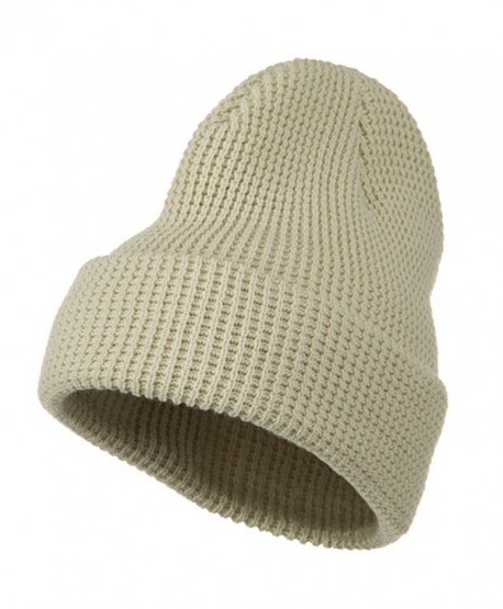 Big Stretch Waffle Stitch Cuff Beanie - Beige (for Big Head) - CA115EHCLHB