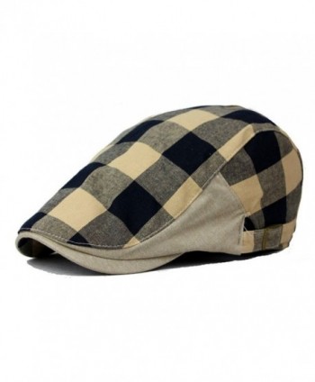 Men's Plaid Ivy Flat Gatsby Cabbie Newsboy Driving Hat Cap - CV12H3S8F3H