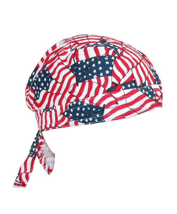 CTM Men's Cotton American Flag Do Rag Cap - Tossed American Flag - CC12G8UQWJ5