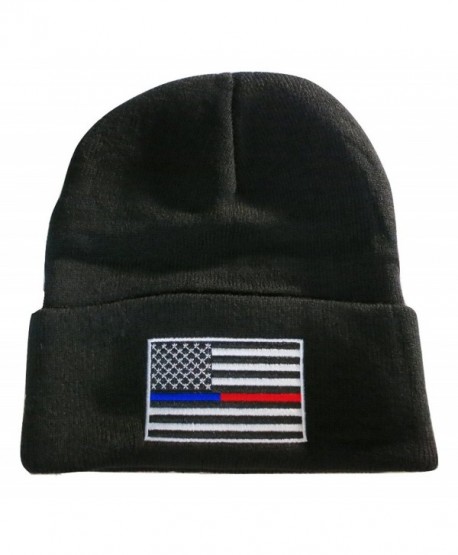 TrendyLuz Thin Blue Red Line USA Flag Knit Skull Cap Hat Beanie Support Police Firefighter - C212O35C9SP