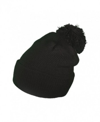 BK Caps Winter Ski Throwback Long Beanies Knit Hats Skull toboggan Caps With Pom Pom - Black - C612N8A1IX7