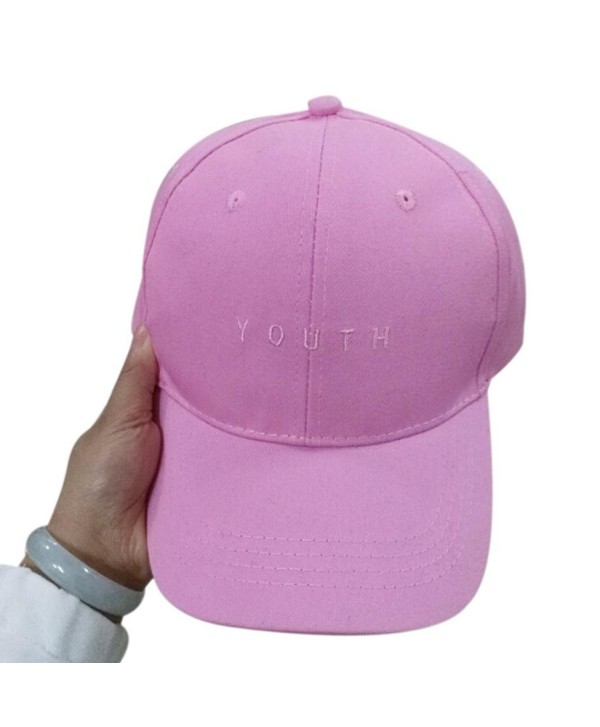 Voberry Men Womens Cotton Baseball Cap Boys Girls Snapback Hip Hop Flat Hat - Hot Pink - CF12H91PKSB