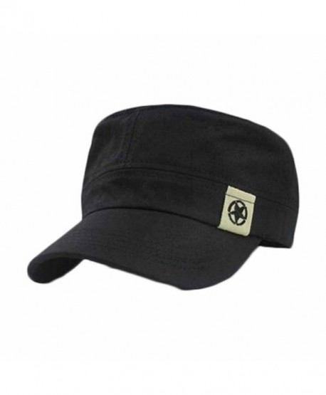 UPLOTER Flat Roof Military Hat Cadet Patrol Bush Hat Baseball Field Cap - Black - C112J5JIWM1