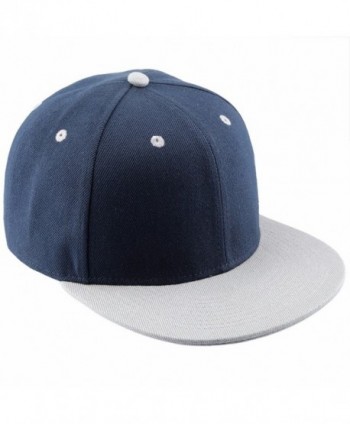 squaregarden Snapback Hats-Flat Bill Adjustable Trucker Hat Baseball Cap - Navy Blue & Grey - C3188HM2XC5