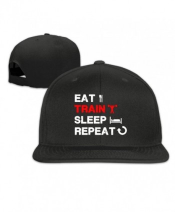 Men's Eat Train Sleep Repeat Gym Tank Fitness Apparel Adjustable Cap Baseball Hat - Black - C912LP8A2JF