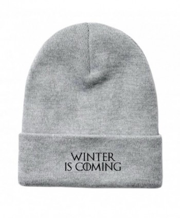 Game of Thrones Inspired "Winter Is Coming" Embroidered Fold-Over Beanie - Heather Gray - CA187ATUA05