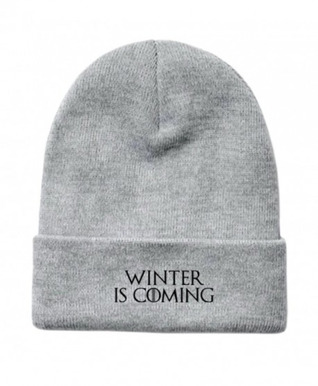 Game of Thrones Inspired "Winter Is Coming" Embroidered Fold-Over Beanie - Heather Gray - CA187ATUA05