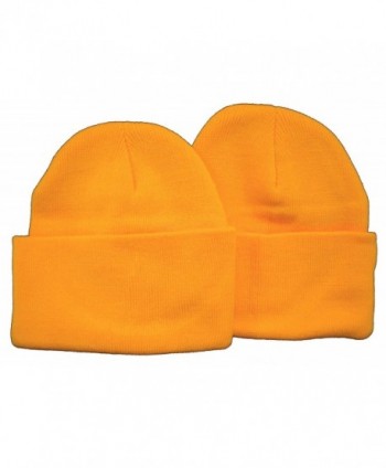 Holiday Deals! 2 Pack Knit Beanies / Yellow-Gold - C9110ZJ2K51