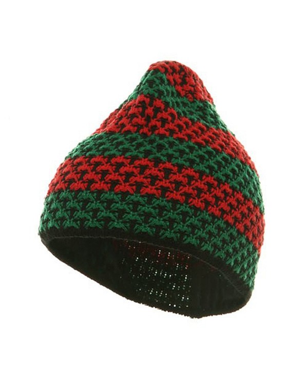 Hand Crocheted Beanie (03) - Green Red - CE111C6HU9R