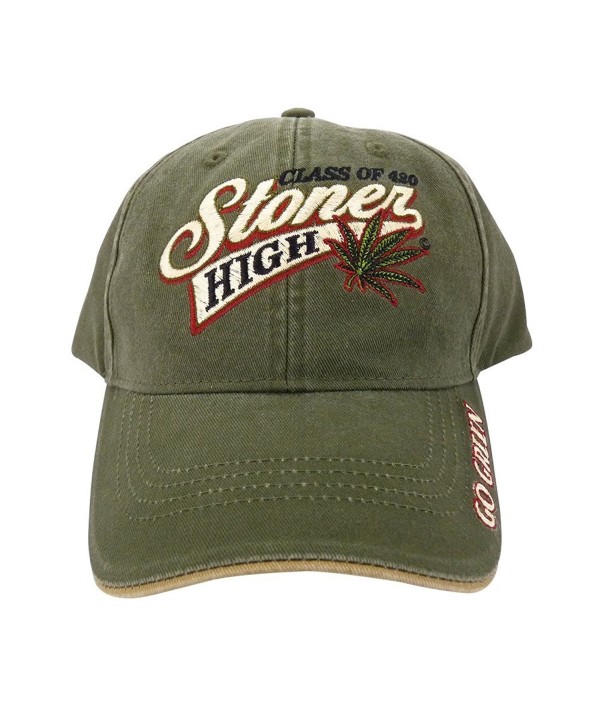 Class of 420 Stoner High Marijuana Leaf Baseball Cap Hat Weed MJ Ganja Earthy - Green - CF128VQWIGP