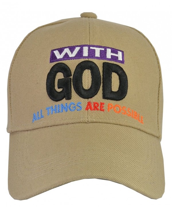 God Hat - Jesus Christ Hat - Religious Caps - Embroidered Hats (10+ Styles & Colors) - With God Khaki - CB12I7J3EYL