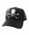 Skull & Crossbones Cap w/ Shadow- Adjustable 3D Embroidery Baseball Cap Hat - Black - CT12NROW6G1