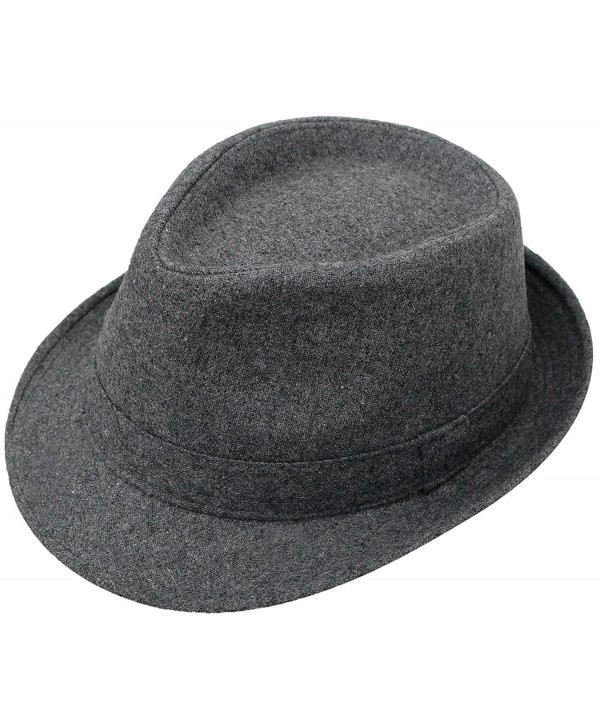 Lullaby Mens Womens Short Brim Classic Manhattan Gangster Trilby Fedora Hat - C.grey - CZ1804MU673