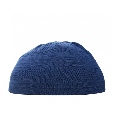 Dark Blue Cotton Stretch Knit Kufi Hat Skull Prayer Cap Beanie - CA17WXYSMOL