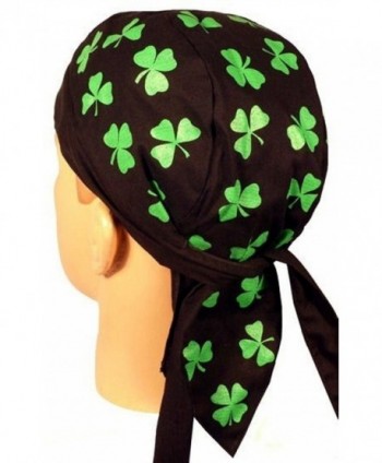 Skull Cap Biker Caps Headwraps Doo Rags - Shamrocks on Black - C912ELHNNK3