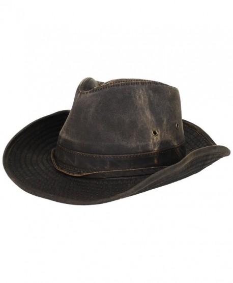 Dorfman-Pacific Weathered Cotton Outback Hat With Chin Cord - Brown - CX113CUVDLH