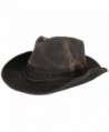 Dorfman-Pacific Weathered Cotton Outback Hat With Chin Cord - Brown - CX113CUVDLH