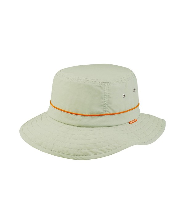 Juniper Taslon UV Bucket Cap with Orange Piping - Khaki with Red Piping - C011LV4GO97
