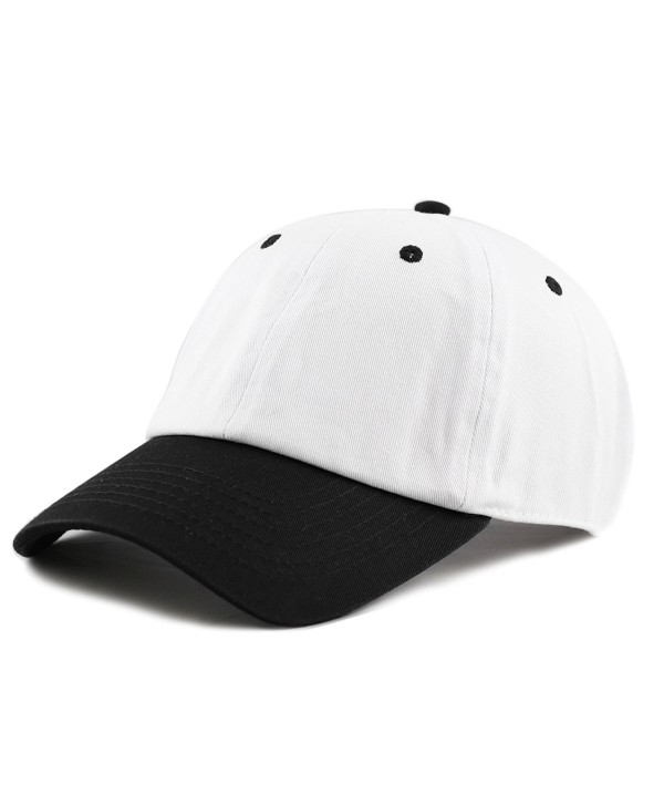 THE HAT DEPOT Unisex Blank Washed Low Profile Cotton and Denim Baseball Cap Hat - White/Black - CP1802MQ9T8