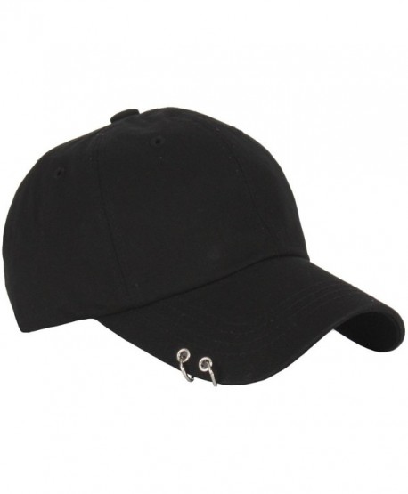 RaOn B160 Punk Silver Ring Piercing Rock Cotton Basic Ball Cap Baseball Hat Truckers - Black - CM12HPK71TR