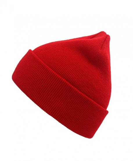 NINE BULL Unisex Winter Warm Knitting Hats Daily Slouchy Beanie Hat Skull Cap - Red - CB186GSY82W