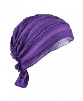 Women Chemo Beanie Scarf Hat Covering Snood Turban Headwear for Cancer - Purple - CQ1822NCU87