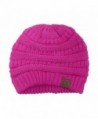 Black Thick Slouchy Knit Oversized Beanie Cap Hat-One Size-Hot Pink - CB11PKPW7WV