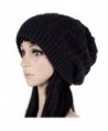 Women Oversize Knit Hat Winter Warm Long Beanie Hat - Black - CF12NFF8KZF