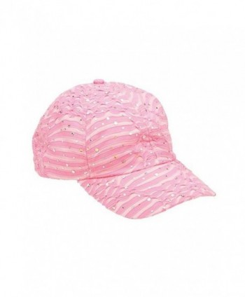 Glitzy Game Crystal Sequin Trim Women's Adjustable Glitter Baseball Cap PINK - C911U7YIWCT