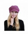 Women Knit Hat- Sothread Winter Wool Knitted Hat Beret Stretch Ski Beanie Cap with Visor (Hot Pink) - Hot Pink - CL188MM3SZ2