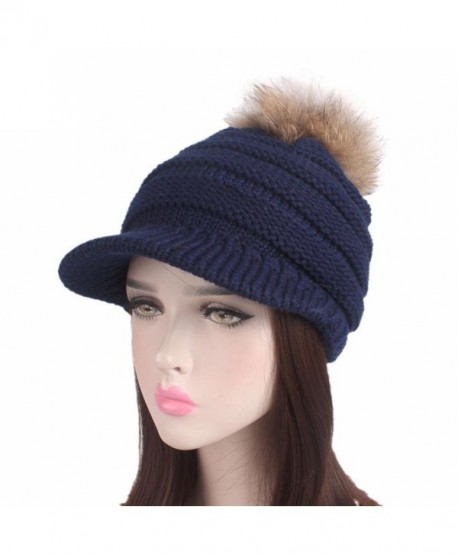 Brim Hat Beanie Hat - Binmer(TM) Women Ladies Winter Knitting Hat Berets Turban Brim Hat Cap Pile Cap - Navy - C41889ERO4Q