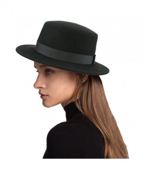 Deevoov Women Wool Felt Flat Top Hat Party Church Bowknot Derby Trilby Hats - C1182YGWEZT