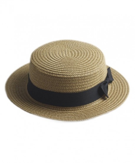 Elee Fashion Women Men Summer Straw Boater Hat Boonie Hats Beach Sunhat Bowler Caps - Khaki - C1182W9NZES