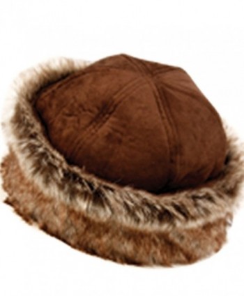 CL2192 Faux Leather With Faux Fur Trimmed Winter Fashion Hat - Browm - CP12O4Q1V2Y