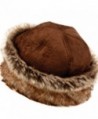 CL2192 Faux Leather With Faux Fur Trimmed Winter Fashion Hat - Browm - CP12O4Q1V2Y