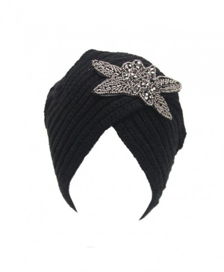 DEESEE Womens Winter Warm Knit Crochet Ski Hat Braided Turban Headdress Cap - Black - CV12NELGFMD