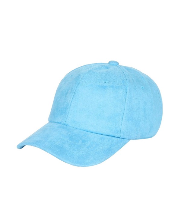 1611MAIN Suede Low Profile Plain Adjustable Strapback Baseball Dad Cap (Light Blue) - C312MZ0FX3C