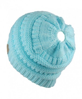 WONBURY Beanie Womens Ponytail Ribbed