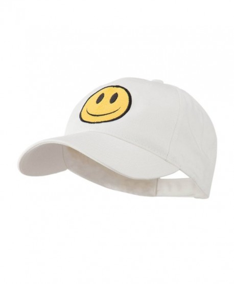 Smiley Face Embroidered Cap - White - C711FX5TWAR