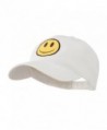 Smiley Face Embroidered Cap - White - C711FX5TWAR