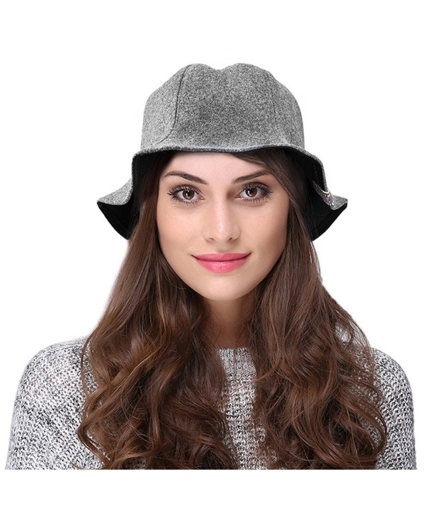 VBIGER Women Winter Hat Warm Woolen Hat Fashion Cute Bucket Hat - Grey - CM1870Z28UW